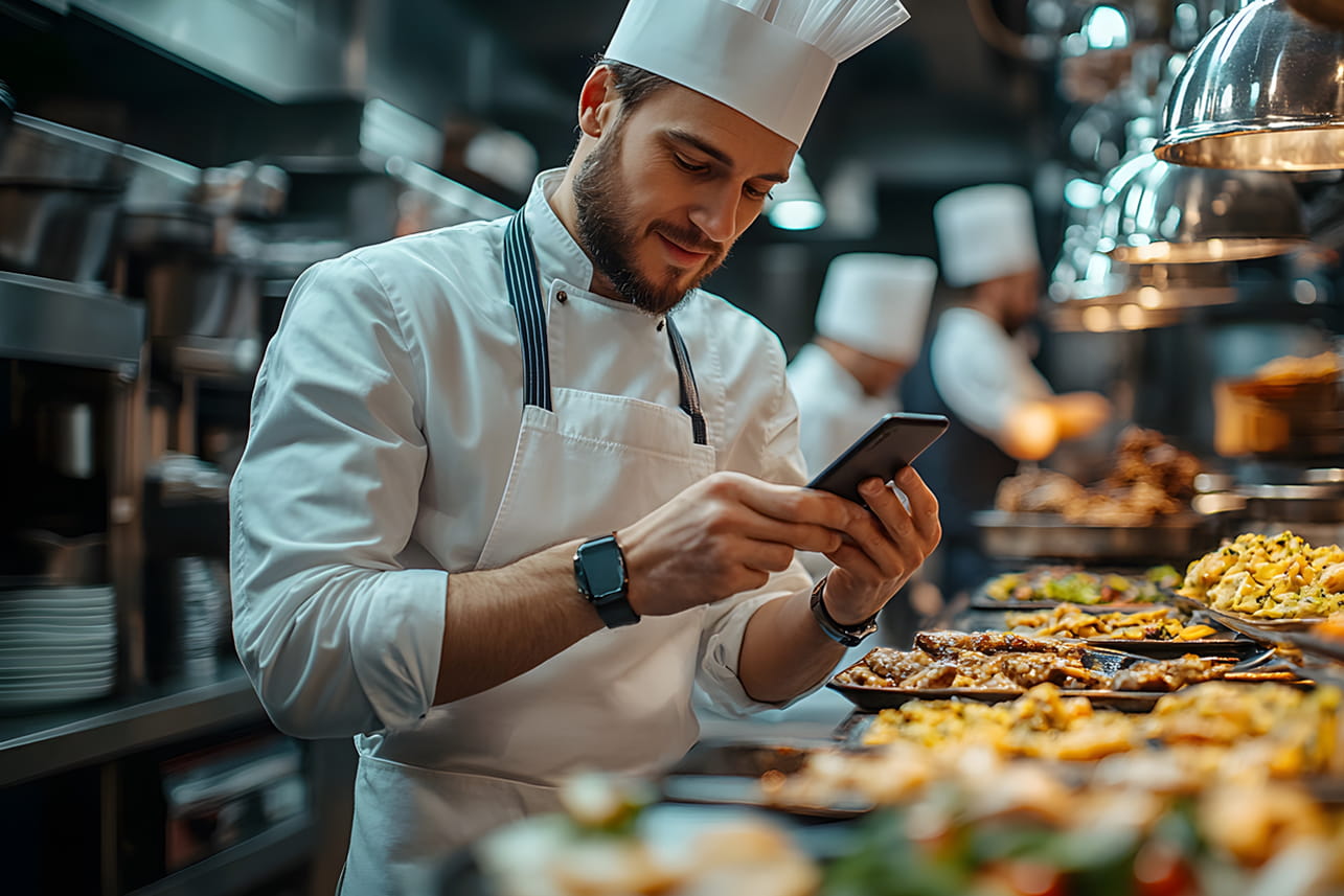 Chef using food cost calculator